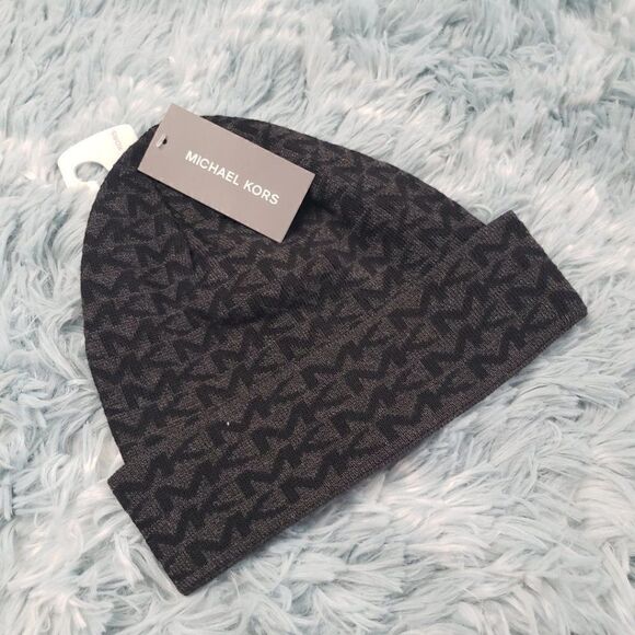 Michael Kors Black & Gray Logo Beanie - Picture 1 of 4